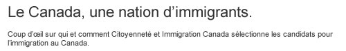 Le Canada, un nation d'immigrants